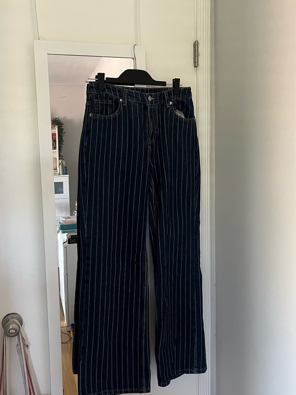 H&M Divided Dark Blue Pinstripe Denim Jeans